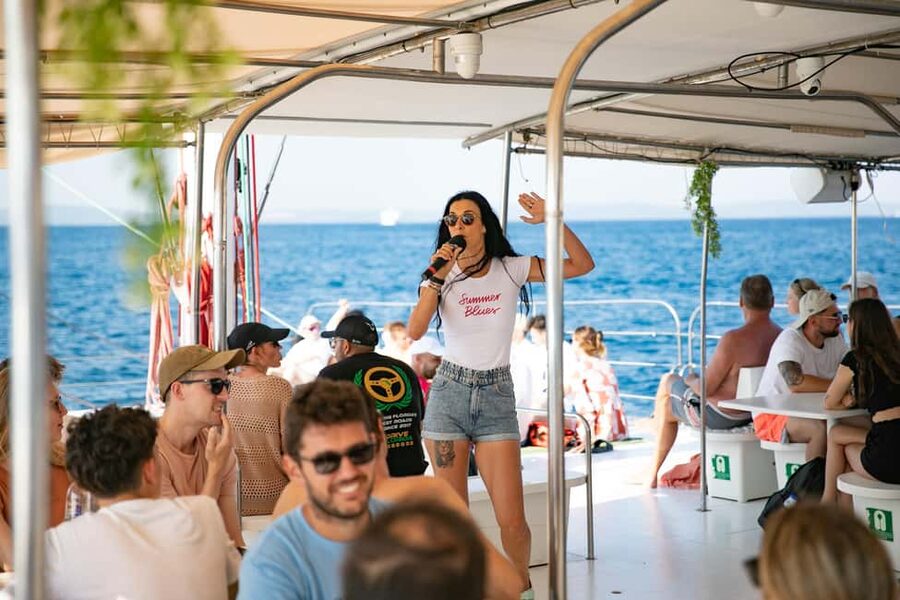From Split: Catamaran Cruise to Bol, Golden Horn & Brač - Cruising from Split to Brač on the Summer Blues catamaran