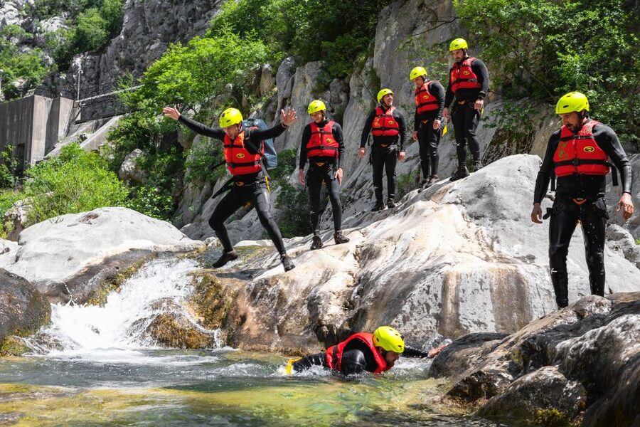 From Split/Šestanovac: Extreme Canyoning on Cetina River - Cetina River sections: brisk slides, cliff jumps, and real swim time