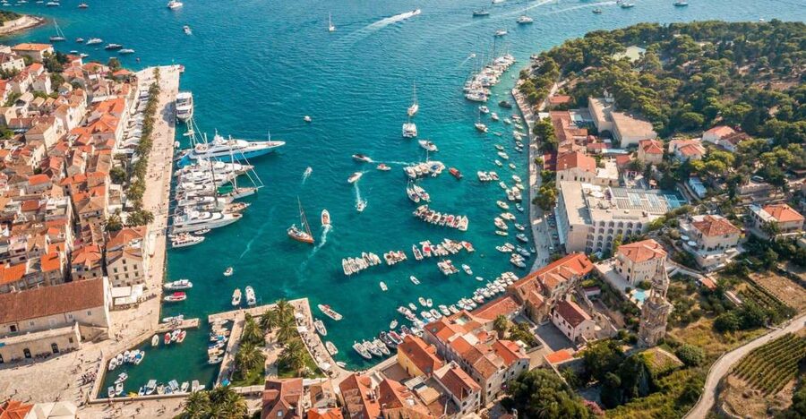 From Trogir/ Split: Hvar & Pakleni Islands Private Boat Tour - Milna on Brac: your morning coffee stop before Hvar