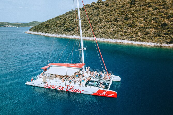 Full-Day Catamaran Cruise to Hvar & Pakleni Islands with Food and free Drinks - The open sea setup: swim stops that actually give you time in the water