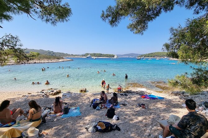 Hvar & Pakleni Islands: Private Speedboat Tour - Beach Milna on Hvar, plus the best reason to eat on the water