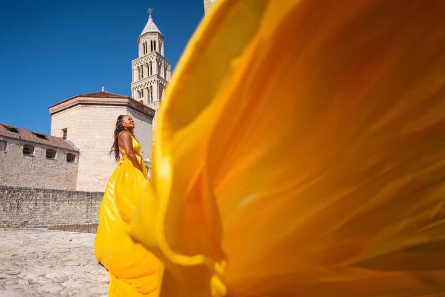 Private Flying Dress Photo Session in Split, Croatia - Picking your flying dress: colors and tail lengths you should know