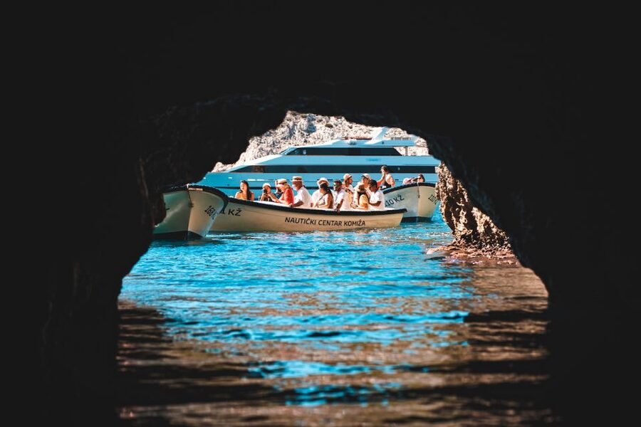 Split: Blue Cave and 5 Islands Tour - Blue Cave at Biševo: the aquamarine glow, plus the no-swim rule