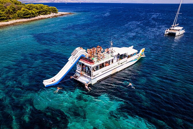 Split: Blue Lagoon, 3 Island Boat Tour & Mediterranean Lunch - On-board vibe: fun music, but decide if that’s your style