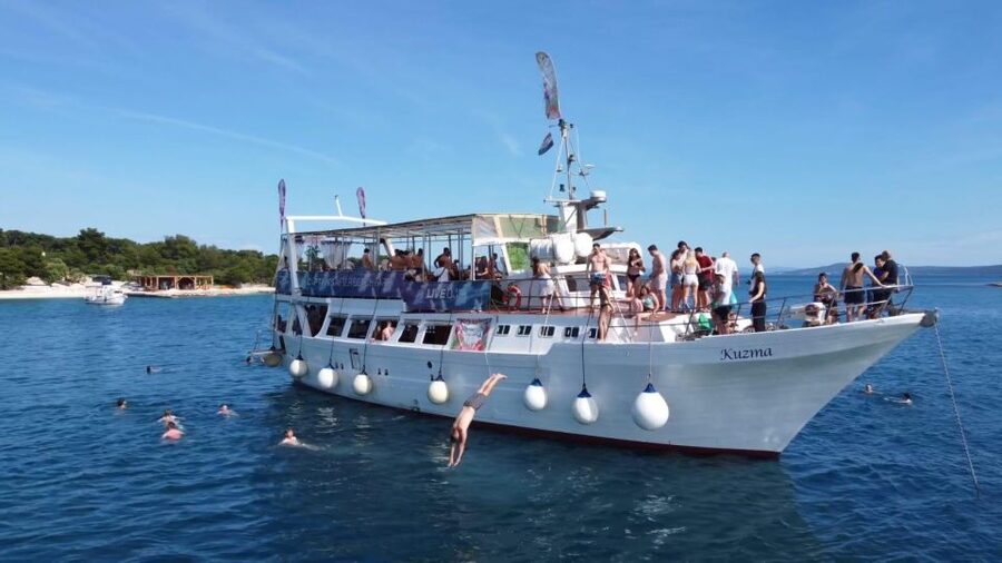 Split: Captain’s Boat Party – Blue Lagoon, DJ & Free Shots - Cruise around Split beaches on the way back: views with a purpose