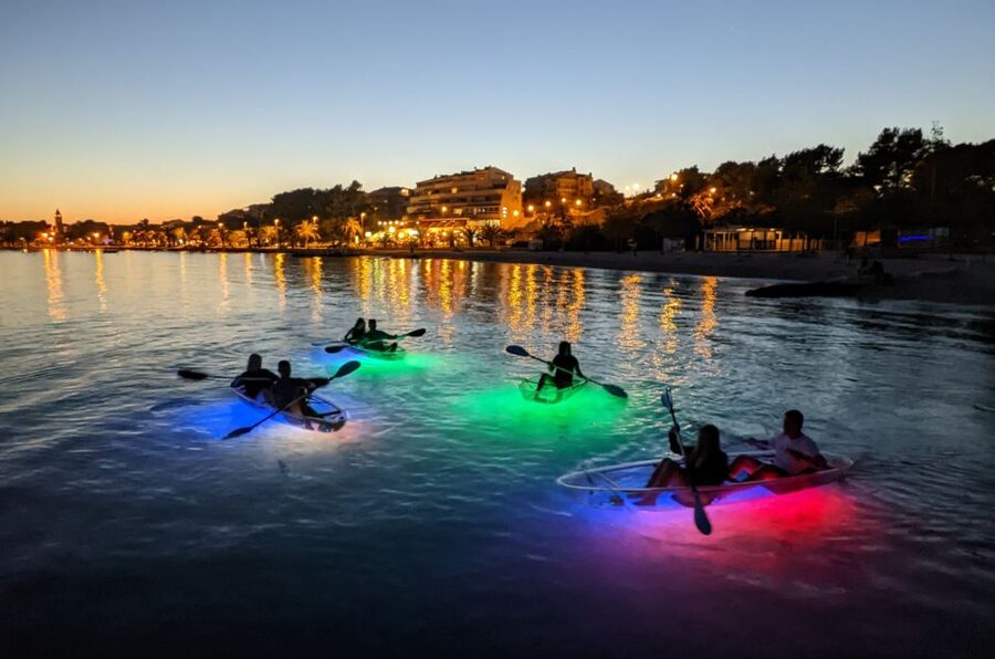 Split: Illuminated Evening Guided Kayaking Tour - Žrnovnica River at night: watching the illuminated riverbed appear