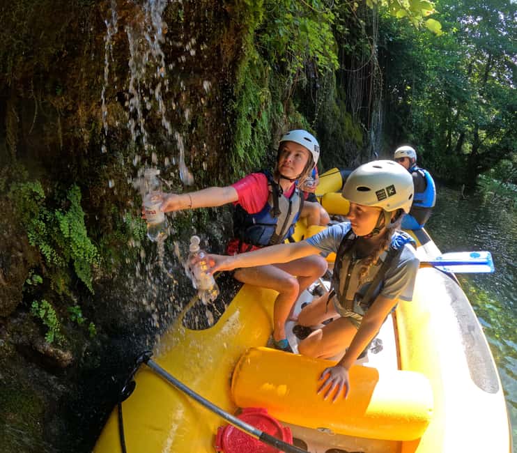 Split/Omiš: Rafting, Cliff Jumping, and Cave Tour - The cave behind the waterfall: 10-degree water, stalactites, and a photo exit