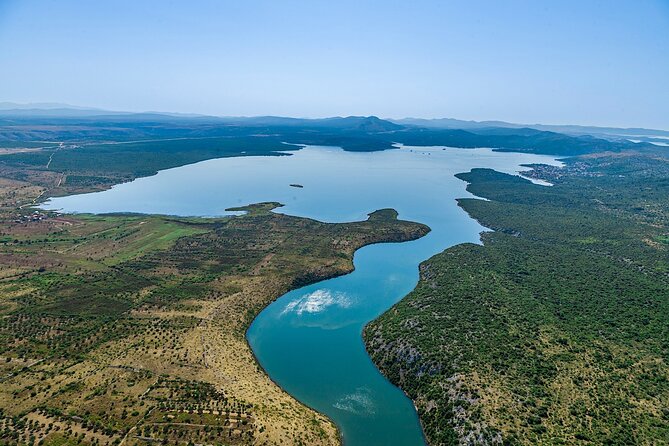 The Wonder of nature route - Panoramic Flight over Plitvice Lakes & Krka NP - Route overview: Krka, Visovac, Velebit, then Plitvice